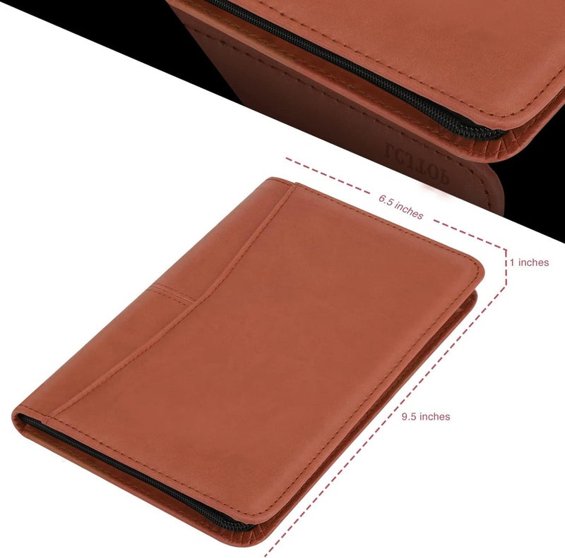 Gorbado Small Portfolio Organizer, A5 Zippered Business Portfolio, Junior Padfolio Folder Binder for Women & Men,5 x 8 Writing Pad Included, Brown - Image 5